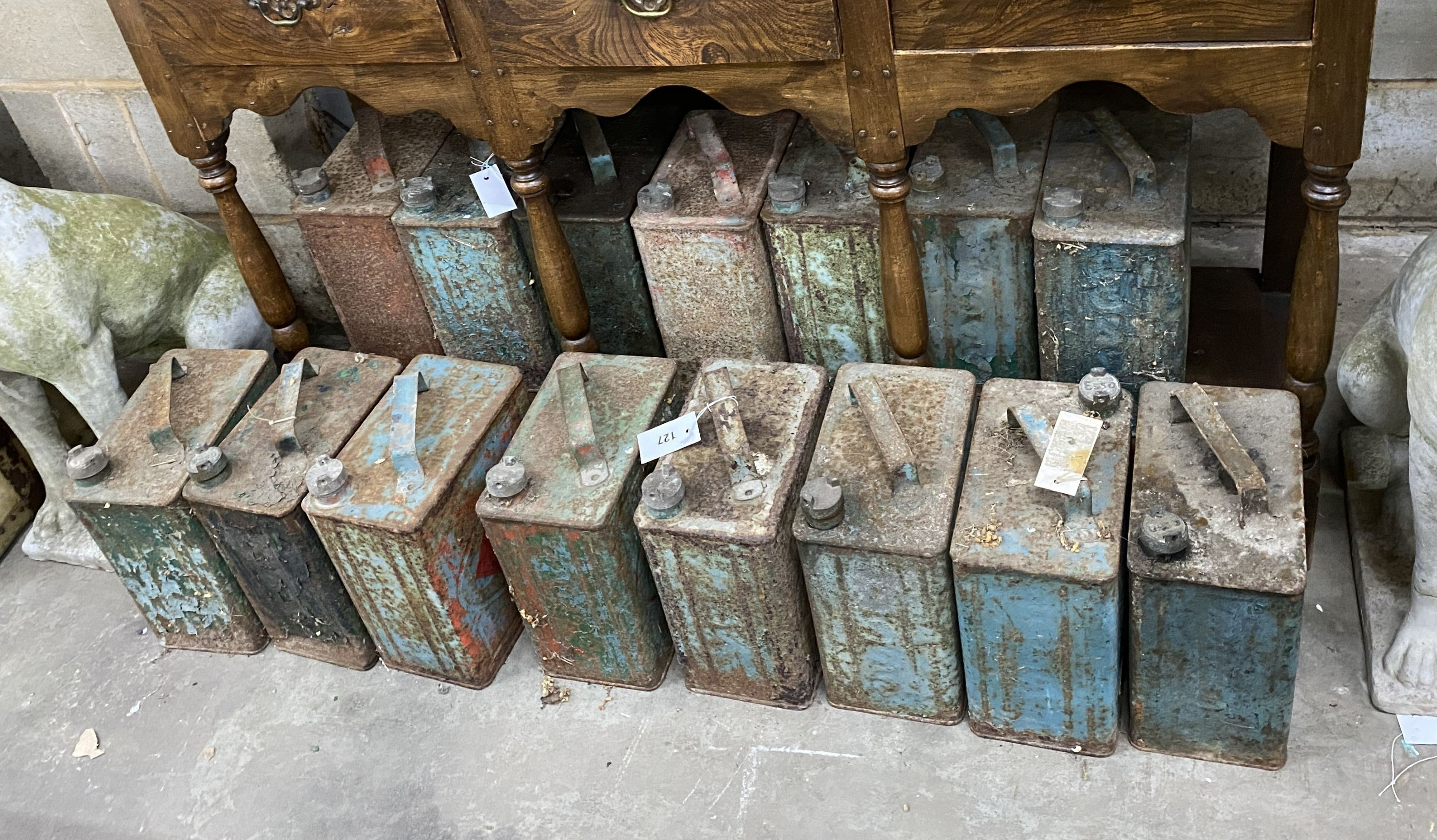 Fifteen assorted vintage Esso petrol cans